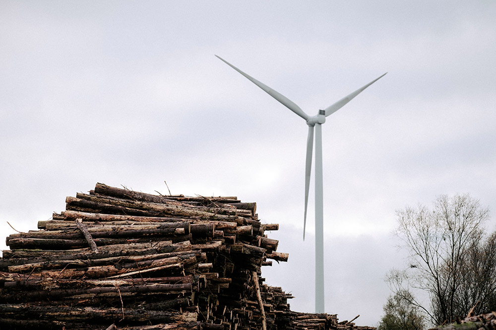 Logs-and-Turbine---Wind-Energy